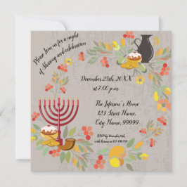 Hanukkah Menorah com Convite para Velas