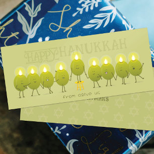 Hanukkah Menorah Olives Cartão de Grupo Verde