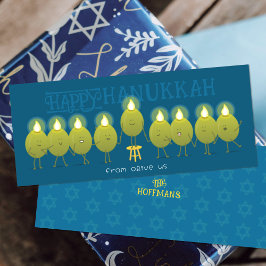 Hanukkah Menorah Olives | Placa de Grupo Azul Teal
