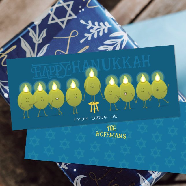 Hanukkah Menorah Olives | Placa de Grupo Azul Teal (Criador carregado)