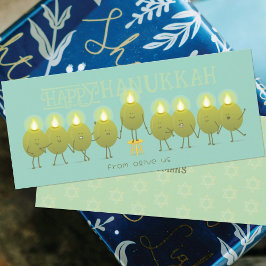 Hanukkah Menorah Olives | Teal Green GroupCard
