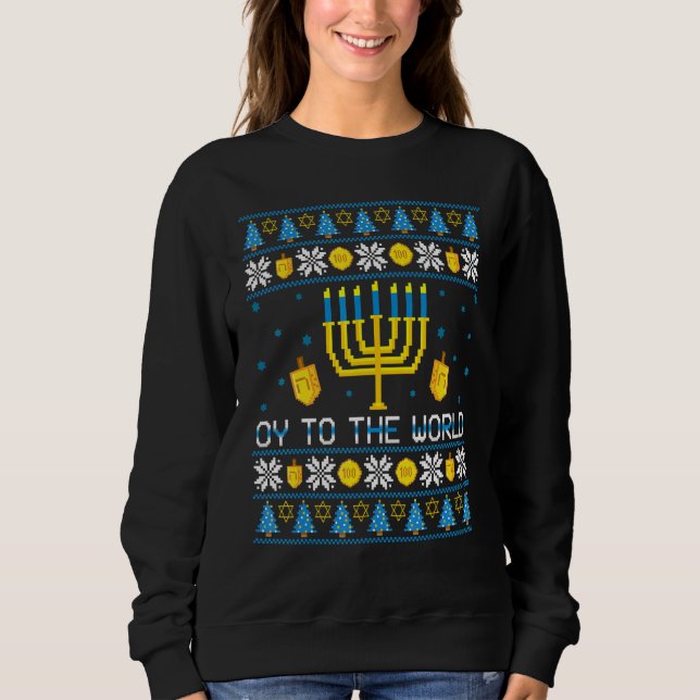 Hanukkah Oy Para O Mundo Suéter Feio Judaico Menor (Frente)