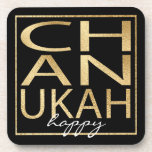 Hanukkah Porta copos Chanukah Dourado<br><div class="desc">"Chanukah Happy Dourada" Porta copos Personalize apagando o texto "feliz" e substituindo pela sua própria mensagem. Escolha seu estilo, cor e tamanho de fonte favoritos. A cor de fundo pode ser alterada. Obrigados para parar e comprar. Muito apreciado. Feliz Chanukah/Hanukkah! Estilo: Duro portas copos plásticas com cortiça traseira - conjunto...</div>