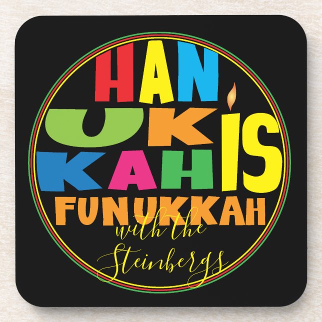 Hanukkah Porta copos Personalizar Hanukkah é Funuk (Frente)