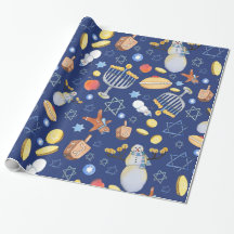 Hanukkah Snowman e o papel de embrulho de Menorah