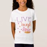 Hanukkah T-Shirt "Live Laugh Love a Latke"<br><div class="desc">Hanukkah "Live Laugh Love a Latke" T-Shirt Personalize, acrescentando texto à camisa. Use seu estilo, cor e tamanho de fonte favoritos. O design pode ser transferido para outros produtos zazzle. Estilo: Camisa de T-Shirt Fine Jersey, das garotas Ela sempre saberá o que vestir com esta camiseta versátil da LAT. Esta...</div>