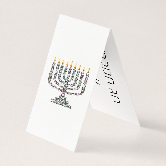 Hanukkiah com Gemstones é um cartão de Hanukkah an (Frente)