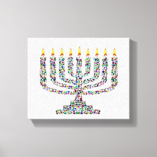 Hanukkiah made with Gems Stretched Canvas Print