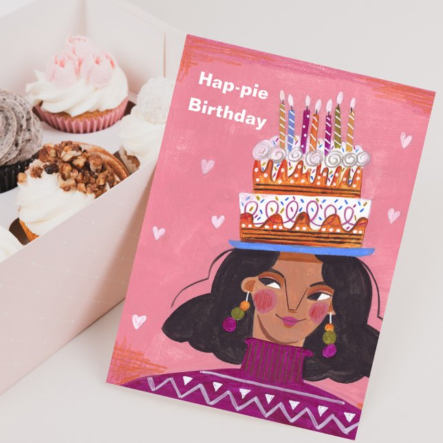 Hap - Pie Woman Birthday - Cartão de Saudação de A (Hap - Pie Woman Birthday Greeting Card)