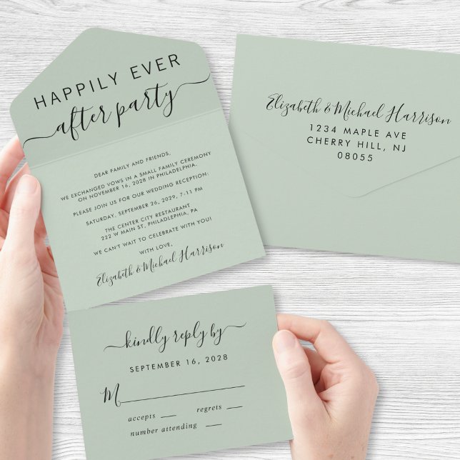 Happily Ever After Sage Green Wedding Reception (Criador carregado)