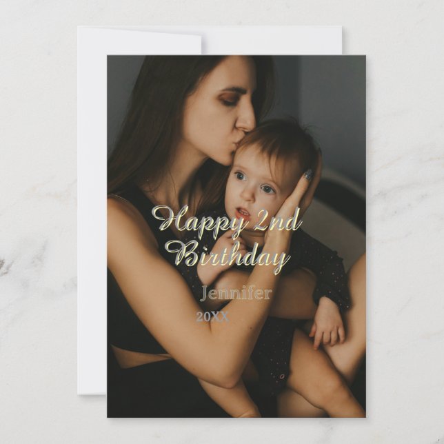 Happy 2nd birthday kids baby mother yellow gray na (Frente)