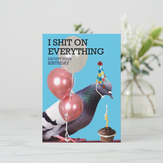 Happy Birthday Card for Pigeons (Em pé/Frente)