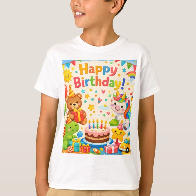 Happy Birthday Kids Party T-Shirt (Frente)