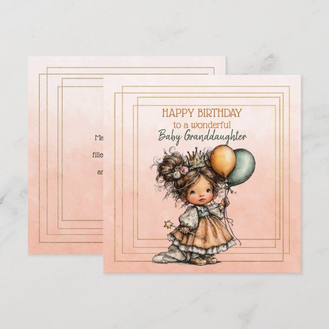 Happy Birthday To A Wonderful Baby Granddaughter (Frente/Verso)