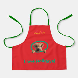 Happy Christmas Family-loviing Cutest Puppy  Apron