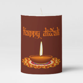 Happy Diwali Diya Pillar Candle