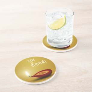 Happy Diwali Diya - Porta copos Sandstone