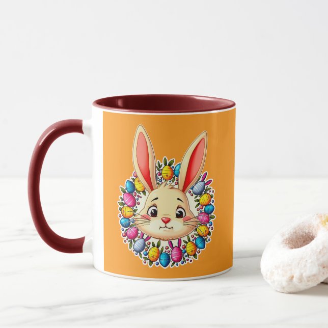 Happy Easter Bunny – Colorful Spring Art caneca (Com Donut)