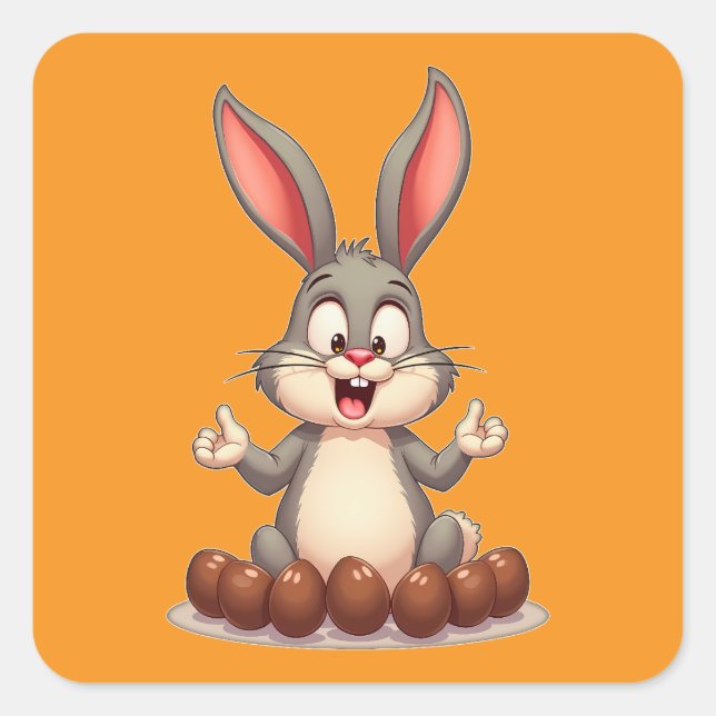 Happy Easter Bunny – Cute Rabbit with Autocolante (Frente)