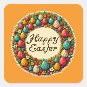 Happy Easter – Classic Wreath Design Autocolante