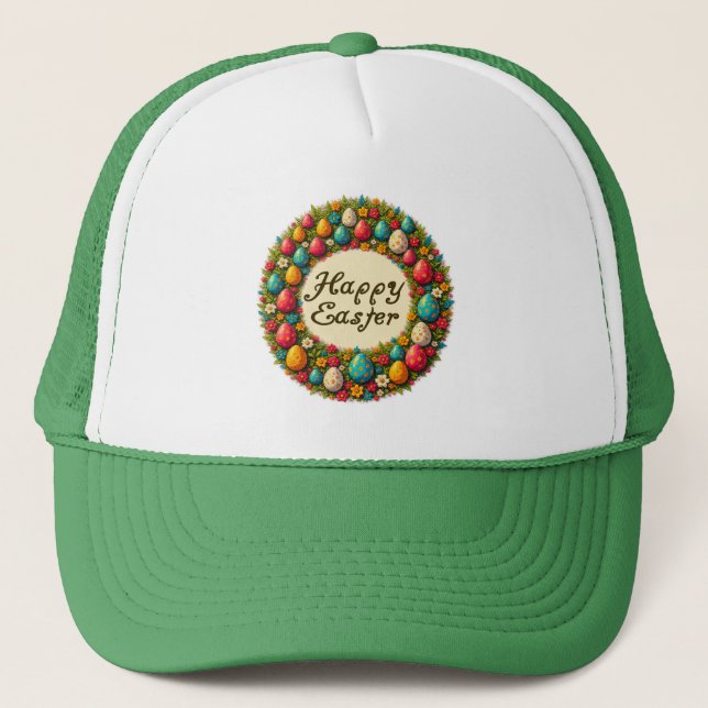 Happy Easter – Classic Wreath Design boné (Frente)