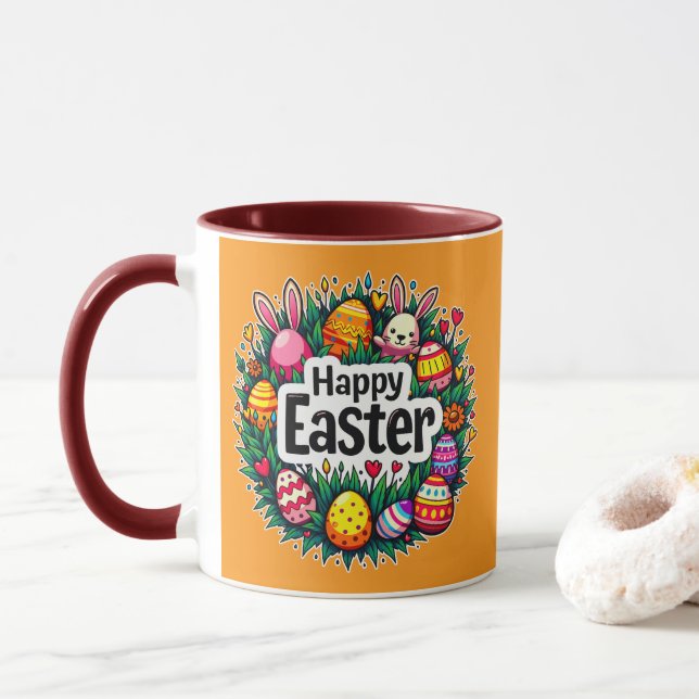 Happy Easter – Colorful Spring Design - caneca (Com Donut)