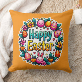 Happy Easter – Cute Bunny Lettering almofada