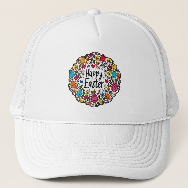 Happy Easter – Decorative Floral Wreath boné (Frente)