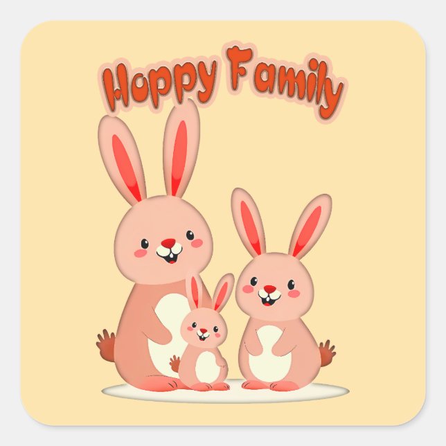 Happy Easter Family – Cute Bunny - Autocolante (Frente)