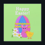 Happy Easter Felt Look Easter Egg Bunny Chick<br><div class="desc">Felt look effects and stitching,  how adorable can an Easter greeting card be? You can easily change the text on back,  try it! Also,  you can change the background color on the back side of this card. Art by Cherie's Art</div>