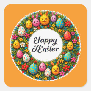 Happy Easter – Festive Egg Wreath Autocolante