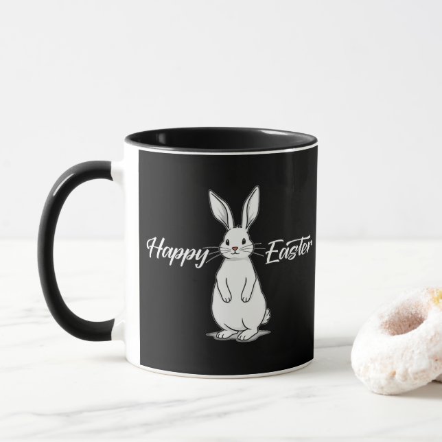 Happy Easter – Minimal Bunny Illustration - caneca (Com Donut)