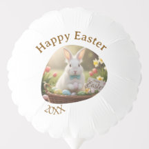 Happy Easter white bunny year photo family name 