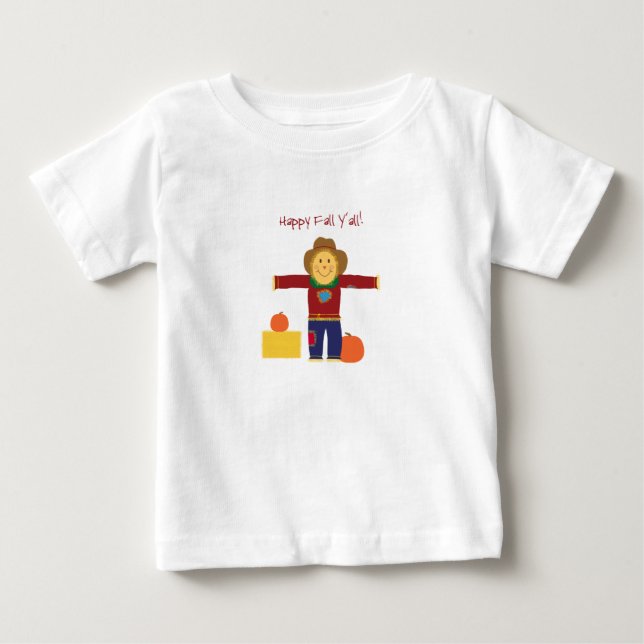 Happy Fall Y: Camisas de bebê espantalho do outono (Frente)