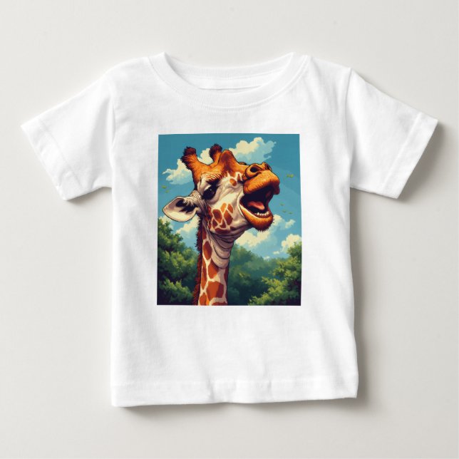 Happy Giraffe Pixel Art T-Shirt (Frente)