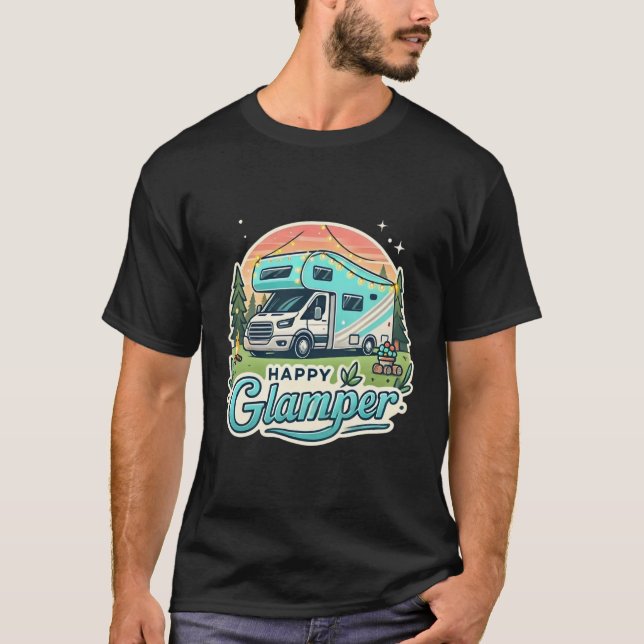 Happy Glamper Adventure RV T-Shirt (Frente)