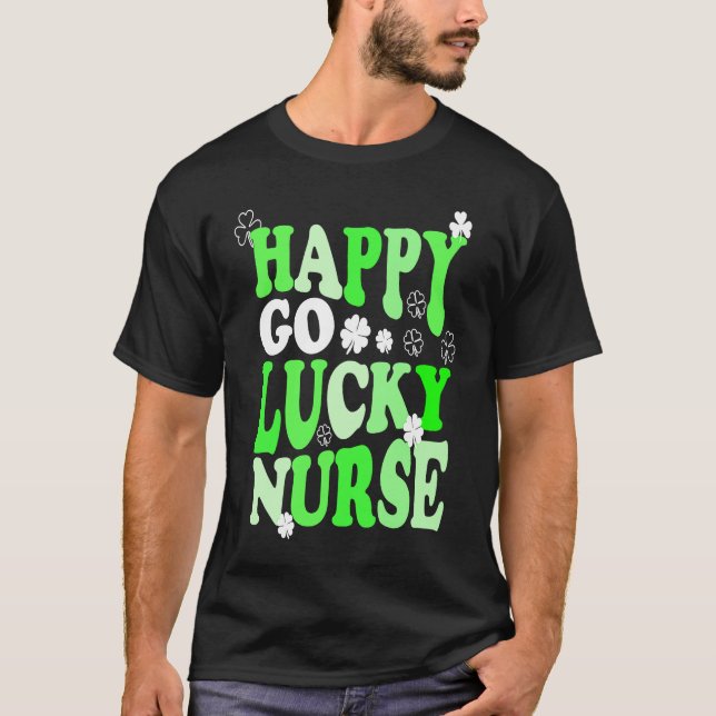 Happy Go Lucky Nurse St Patricks Day Scrub Top (Frente)