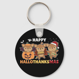Happy Hallothanksmas Deers Chaveiro de Natal