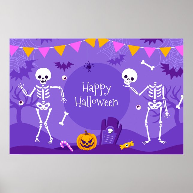 Happy Halloween Skeletons Poster (Frente)
