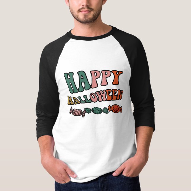 Happy Hallowen boo Basic Capa Raglan T-Shirt (Frente)