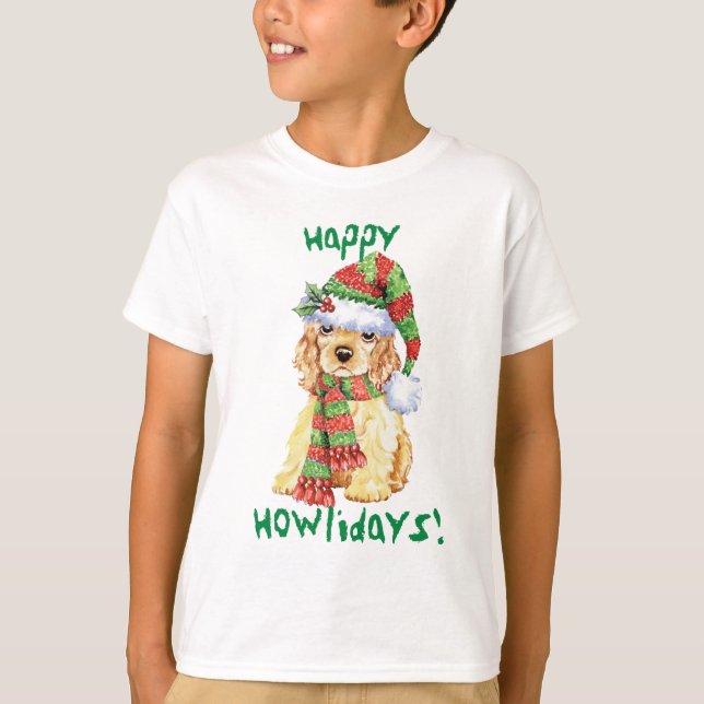 Happy Howlidays Cocker Spaniel T-Shirt (Frente)