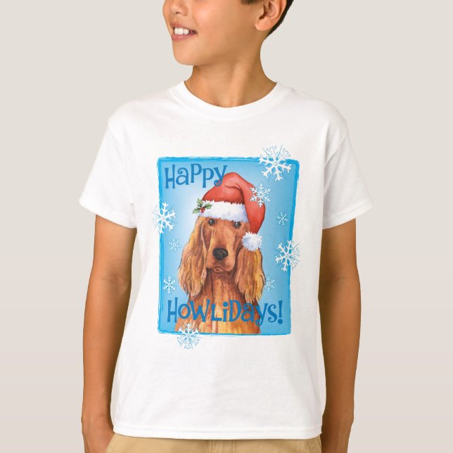 Happy Howlidays Irish Setter T-Shirt (Frente)