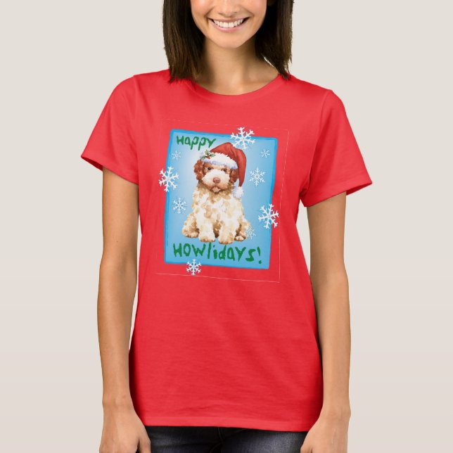 Happy Howlidays Lagotto Romagnolo T-Shirt (Frente)