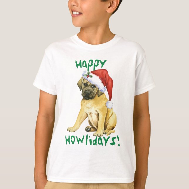 Happy Howlidays Mastiff T-Shirt (Frente)
