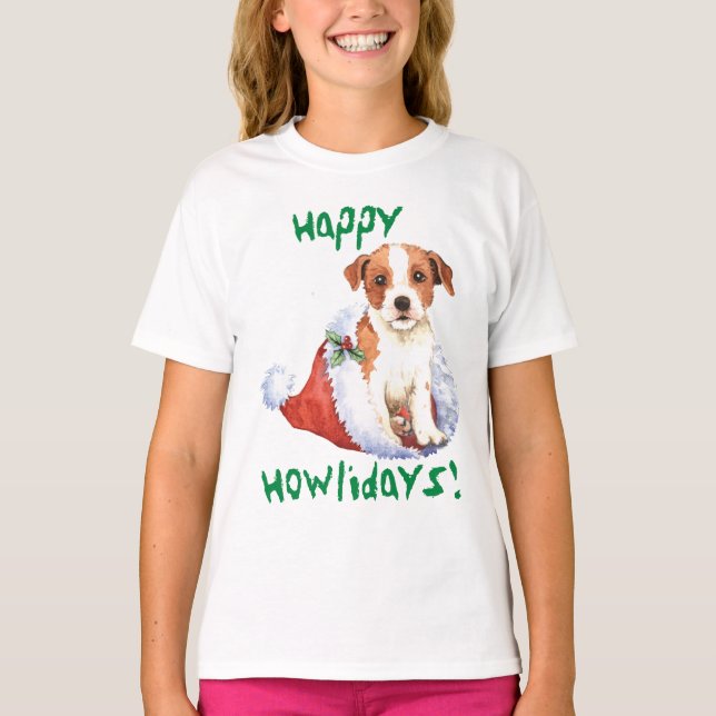 Happy Howlidays Parson Russell Terrier T-Shirt (Frente)