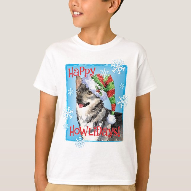 Happy Howlidays Swedish Vallhund T-Shirt (Frente)