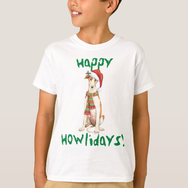 Happy Howlidays T-Shirt Borzoi (Frente)