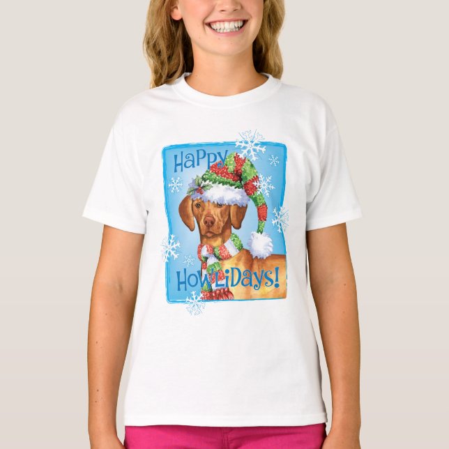 Happy Howlidays Vizsla T-Shirt (Frente)