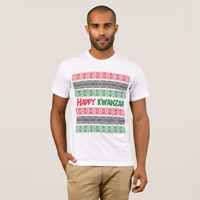 Happy Kwanzaa Padrões T-Shirt (Frente Completa)
