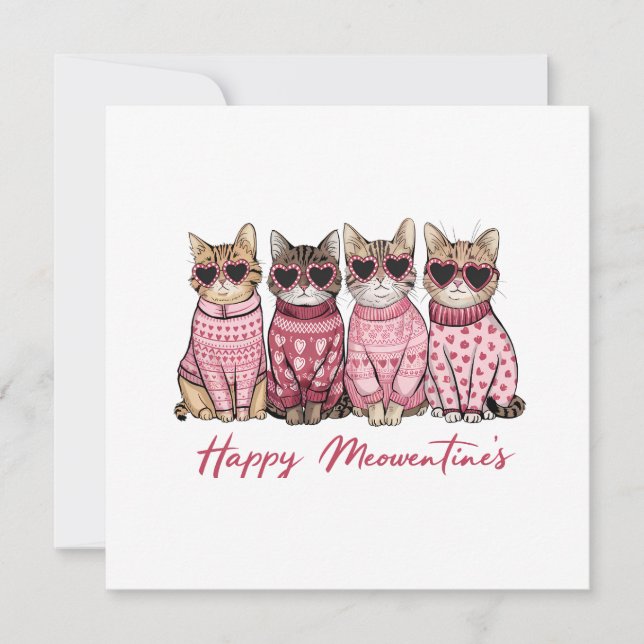 Happy Meowentines Valentines Day Card (Frente)